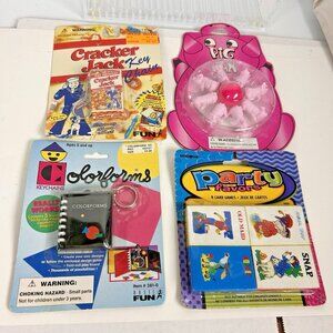 Lot of Vintage Toys 1990s Cards, Cracker Jacks, Pig Jax, Colorforms Keychains